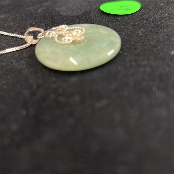 New Natural Burmese Jade Donut Sterling Silver Pendant - Picture 3 of 3